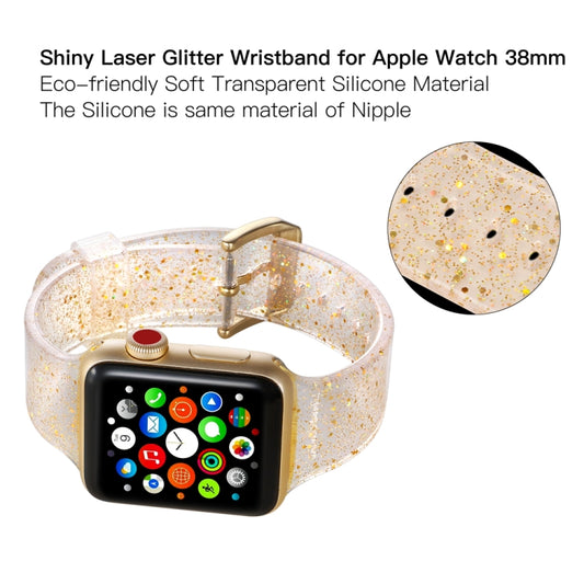 For Apple Watch Series 7 45mm / 6 & SE & 5 & 4 44mm / 3 & 2 & 1 42mm Glitter Silicone Strap(Gold) by bashfashion