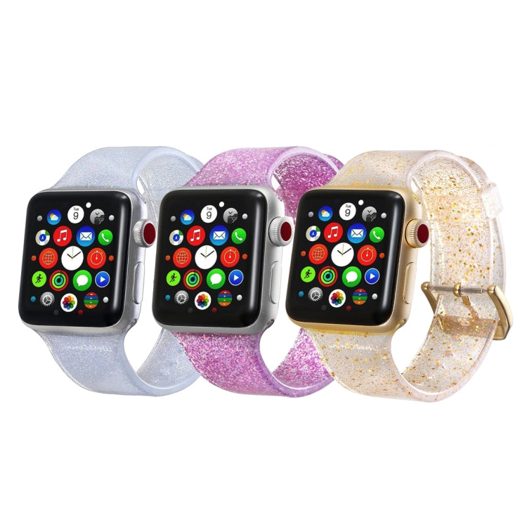 For Apple Watch Series 7 45mm / 6 & SE & 5 & 4 44mm / 3 & 2 & 1 42mm Glitter Silicone Strap(Pink) by bashfashion