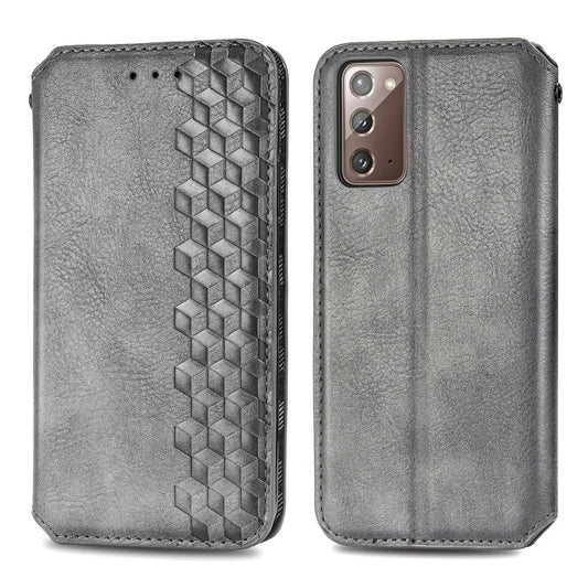 For Samsung Galaxy Note 20 Cubic Grid Pressed Horizontal Flip Magnetic PU Leather Case with Holder & Card Slots & Wallet(Grey) by bashfashion