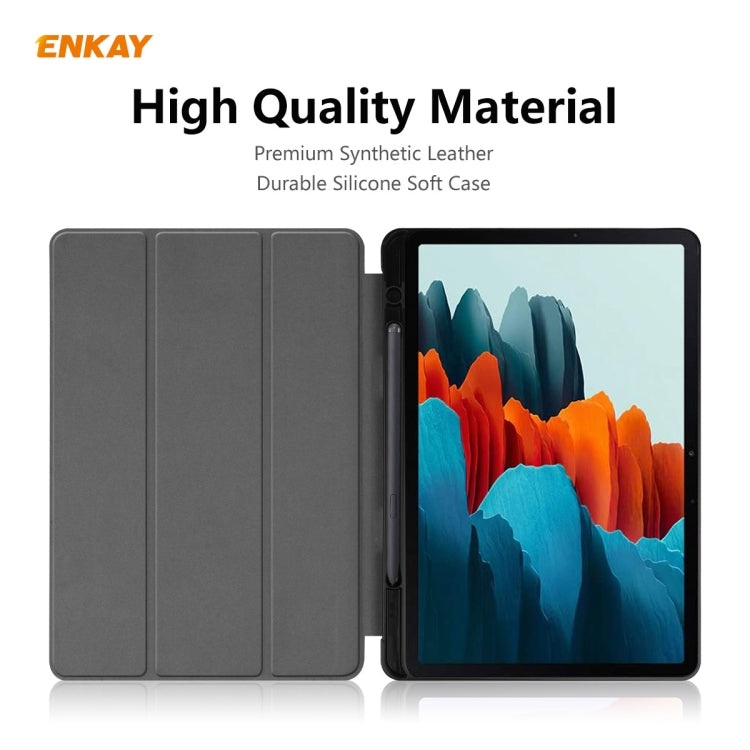 ENKAY ENK-8011 PU Leather + TPU Smart Case with Pen Slot for Samsung Galaxy Tab S8 / Galaxy Tab S7 11.0 T870 / T875(Light Blue) by ENKAY