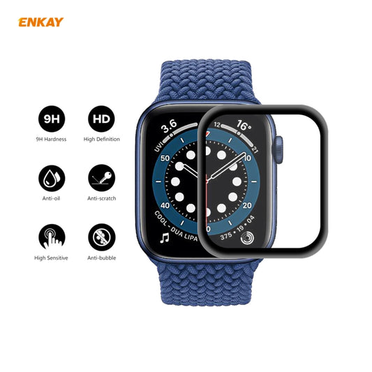 For Apple Watch 6/5/4/SE 40mm 5PCS ENKAY Hat-Prince 0.2mm 9H Surface Hardness 3D Explosion-proof Aluminum Alloy Edge Full Screen Tempered Glass Screen Film by ENKAY