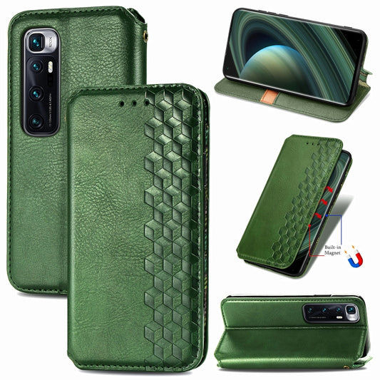 For Xiaomi Mi 10 Ultra Cubic Grid Pressed Horizontal Flip Magnetic PU Leather Case with Holder & Card Slots & Wallet(Green) by bashfashion