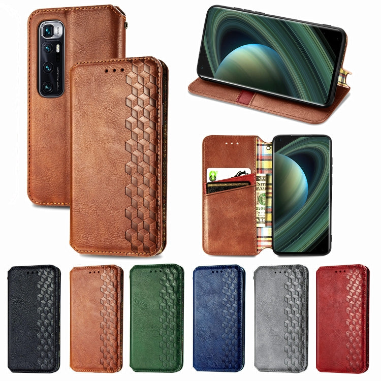 For Xiaomi Mi 10 Ultra Cubic Grid Pressed Horizontal Flip Magnetic PU Leather Case with Holder & Card Slots & Wallet(Gray) by bashfashion