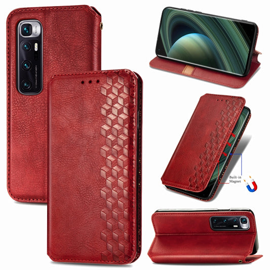 For Xiaomi Mi 10 Ultra Cubic Grid Pressed Horizontal Flip Magnetic PU Leather Case with Holder & Card Slots & Wallet(Red) by bashfashion