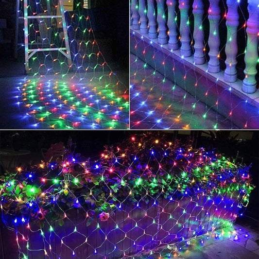 4x6m 672 LEDs Waterproof Fishing Net Lights Curtain String Lights Fairy Wedding Party Holiday Decoration Lamps 220V, EU Plug(Colorful Light) by bashfashion
