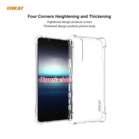 for Sony Xperia 5 II Hat-Prince ENKAY Clear TPU Shockproof Case Soft Anti-slip Cover + 0.26mm 9H 2.5D Tempered Glass Protector Film by ENKAY