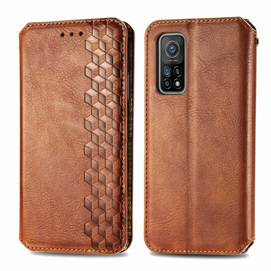For Xiaomi Mi 10T / Redmi K30S Cubic Grid Pressed Horizontal Flip Magnetic PU Leather Case with Holder & Card Slots & Wallet(Brown) by bashfashion