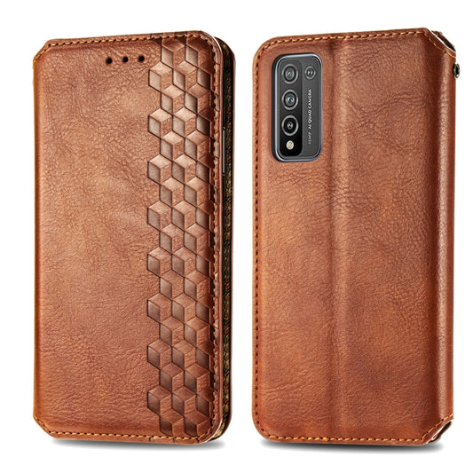 For Huawei Honor 10 X Lite Cubic Grid Pressed Horizontal Flip Magnetic PU Leather Case with Holder & Card Slots & Wallet(Brown) by bashfashion