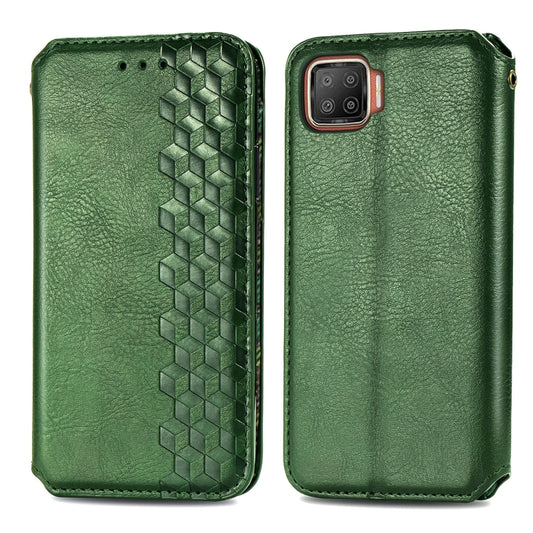 For OPPO F17 Cubic Grid Pressed Horizontal Flip Magnetic PU Leather Case with Holder & Card Slots & Wallet(Green) by bashfashion