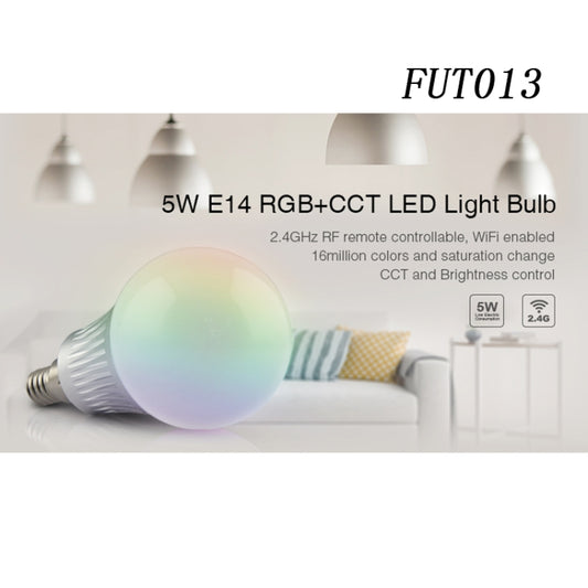 FUT013 5W E14 RGB + CCT LED Bulb AC100~240v 2.4g WiFi Remote Control Dimmable Led Lights by bashfashion