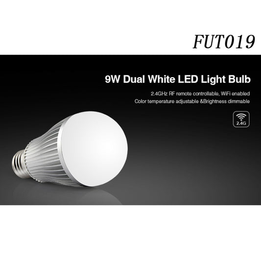 FUT019 9W Dual White LED Bulb 2.4GHZ RF Controllable Wifi Enabled CCT Adjustable Brightness Dimming E26/E27 by bashfashion