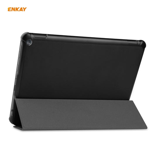 ENKAY PU Leather + Plastic Smart Case with Three-folding Holder for Amazon Fire HD 10 / 10 Plus (2021)(Black) by ENKAY
