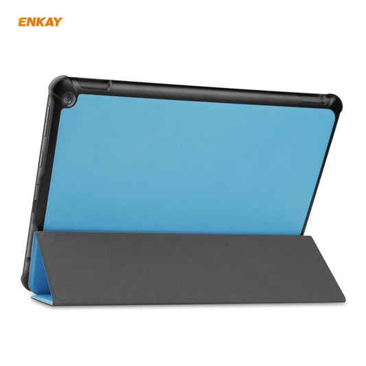 ENKAY PU Leather + Plastic Smart Case with Three-folding Holder for Amazon Fire HD 10 / 10 Plus (2021)(Light Blue) by ENKAY
