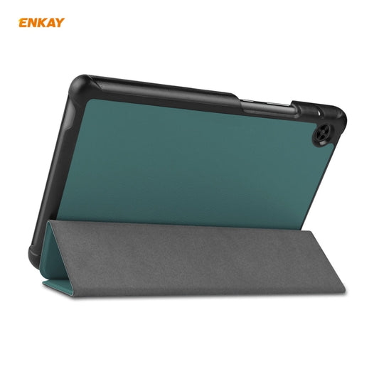 ENKAY PU Leather + Plastic Case with Three-folding Holder for Huawei MatePad T8 / Honor Tablet X7(Green) by ENKAY