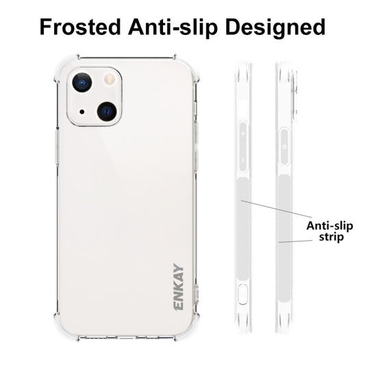 For iPhone 13 Hat-Prince ENKAY Clear TPU Shockproof Soft Case Drop Protection Cover + Full Coverage Tempered Glass Protector Film by ENKAY