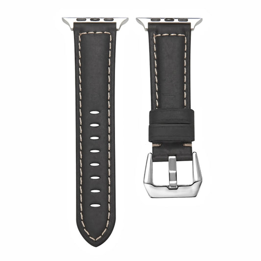 Leather Strap Watch Band For Apple Watch Series 9&8&7 41mm / SE 3&SE 2&6&SE&5&4 40mm / 3&2&1 38mm(Black) by bashfashion