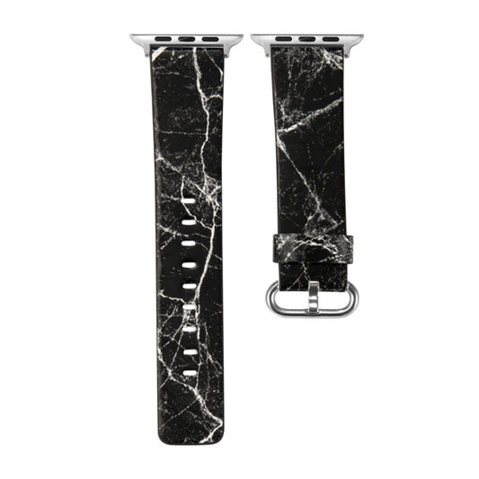 Marbled Leather Strap For Apple Watch Series 9&8&7 41mm / SE 3&SE 2&6&SE&5&4 40mm / 3&2&1 38mm(Black) by bashfashion