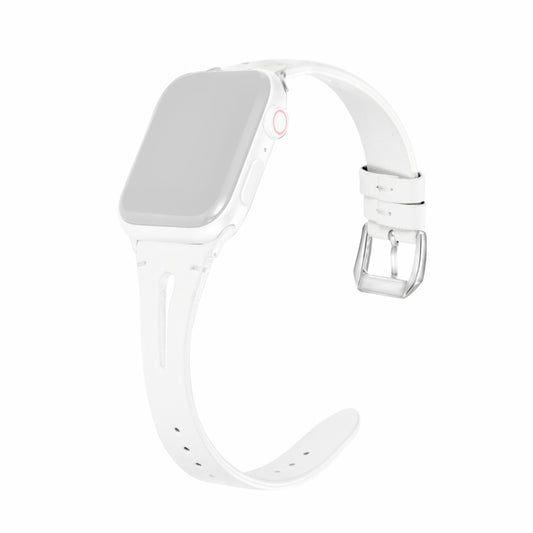 Leather Strap For Apple Watch Series 9&8&7 41mm / SE 3&SE 2&6&SE&5&4 40mm / 3&2&1 38mm(White) by bashfashion