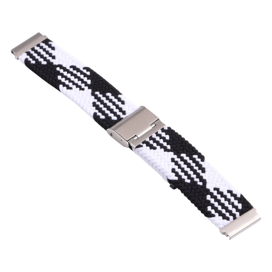 For Samsung Galaxy Watch 4 / Watch 5 20mm Nylon Braided Metal Buckle Watch Band(Z Black White) by bashfashion
