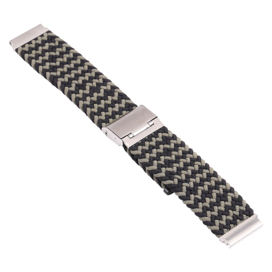 For Samsung Galaxy Watch 4 / Watch 5 20mm Nylon Braided Metal Buckle Watch Band(W Black Green) by bashfashion
