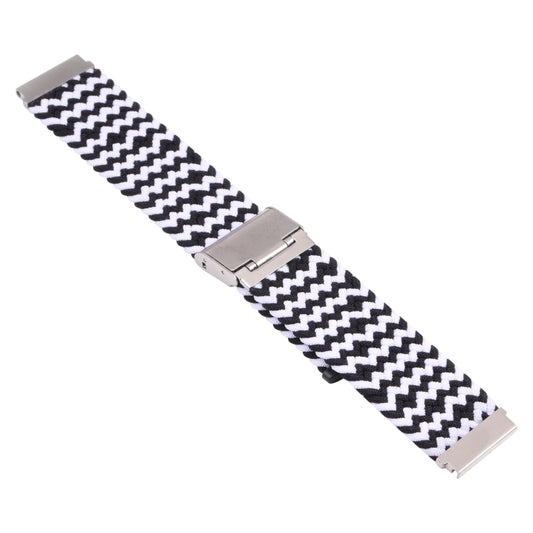 For Samsung Galaxy Watch 4 / Watch 5 20mm Nylon Braided Metal Buckle Watch Band(W Black White) by bashfashion