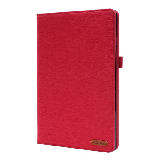For Samsung Galaxy Tab A8 10.5 2021 Horizontal Flip Fabric PU Leather Tablet Case with Card Slots & Holder(Red) by bashfashion