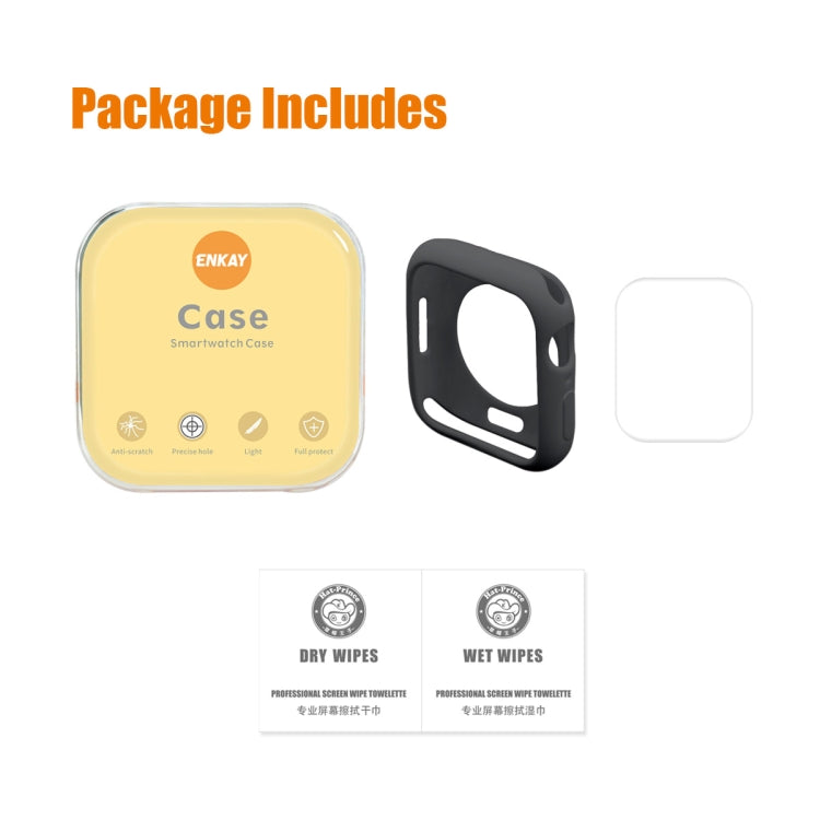 ENKAY Hat-Prince Protective TPU Watch Case + Full Coverage PET Screen Protector Film For Apple Watch Series 9 / 8 / 7 45mm(Black) by ENKAY