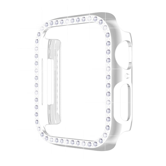 ENKAY Hat-Prince Electroplate PC Diamond Watch Case + Full Coverage Curved PET Screen Protector Film For Apple Watch Series 9 / 8 / 7 45mm(Silver) by ENKAY