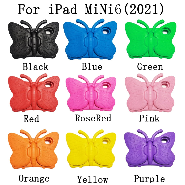 For iPad mini 6 / mini 2024 Butterfly Bracket EVA Shockproof Tablet Case(Rose Red) by bashfashion
