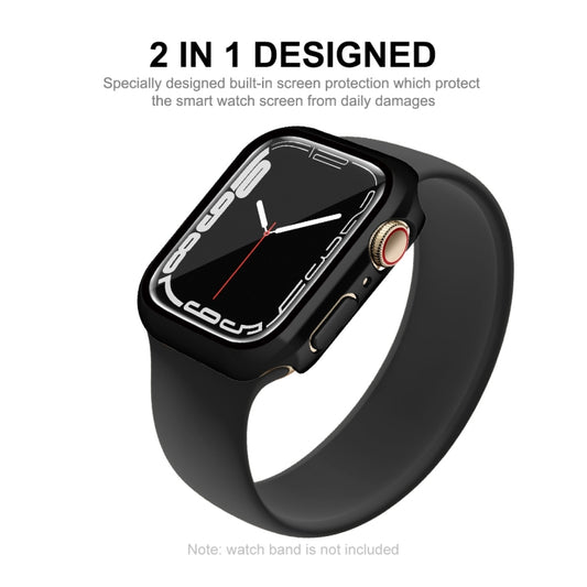 For Apple Watch Series 9 / 8 / 7 41mm ENKAY Hat-Prince 2 in 1 PC Frame + 9H Tempered Glass Case(Black) by ENKAY