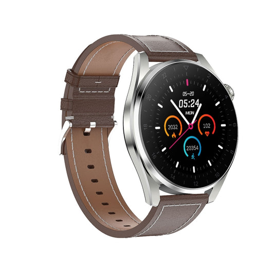 T3 IP68 1.36 inch Leather Watchband Color Screen Smart Watch(Brown) by bashfashion
