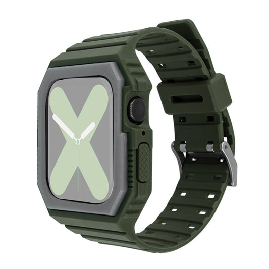 Silicone Strap with Case For Apple Watch Series 9&8&7 41mm / SE 3&SE 2&6&SE&5&4 40mm / 3&2&1 38mm(Amy Green) by bashfashion