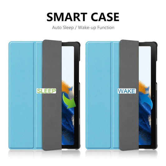 For Samsung Galaxy Tab A8 10.5 2021 ENKAY Custer Texture Leather Smart Tablet Case(Light Blue) by ENKAY