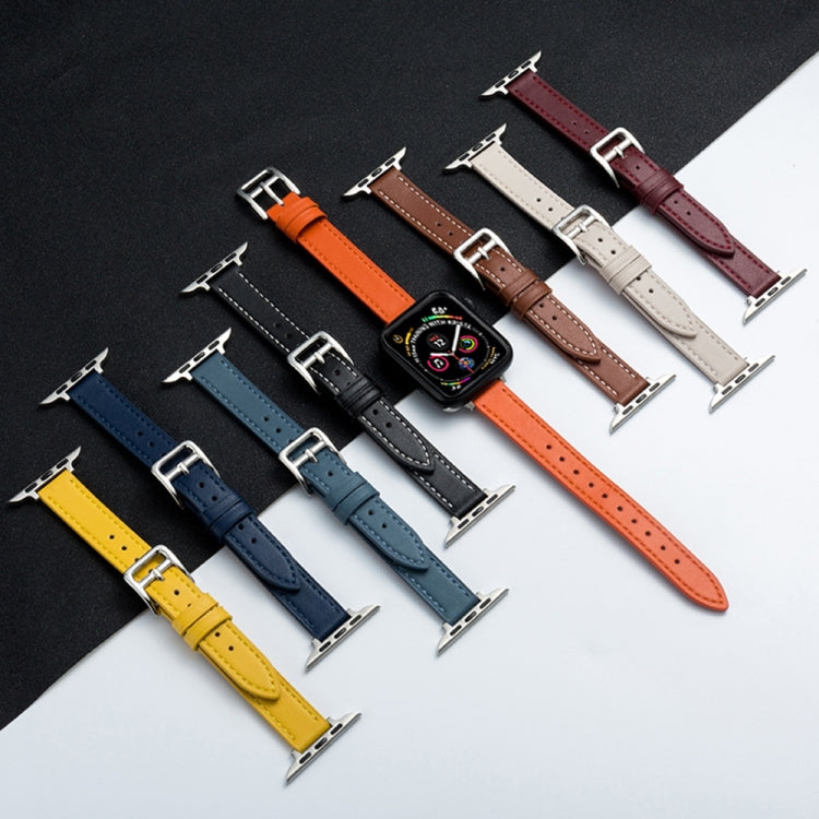 Microfiber Leather Pin Buckle Watch Band For Apple Watch Series 9&8&7 41mm / SE 3&SE 2&6&SE&5&4 40mm / 3&2&1 38mm(Beige) by bashfashion