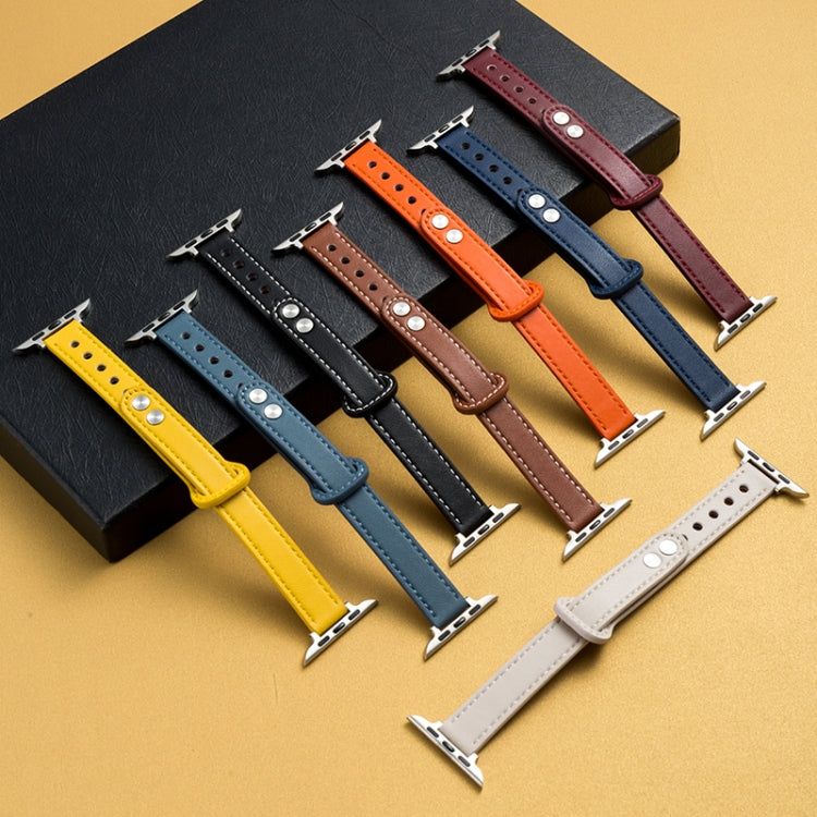 Microfiber Leather Double Buckle Watch Band for Apple Watch Series 9&8&7 41mm / SE 3&SE 2&6&SE&5&4 40mm / 3&2&1 38mm (Yellow) by bashfashion