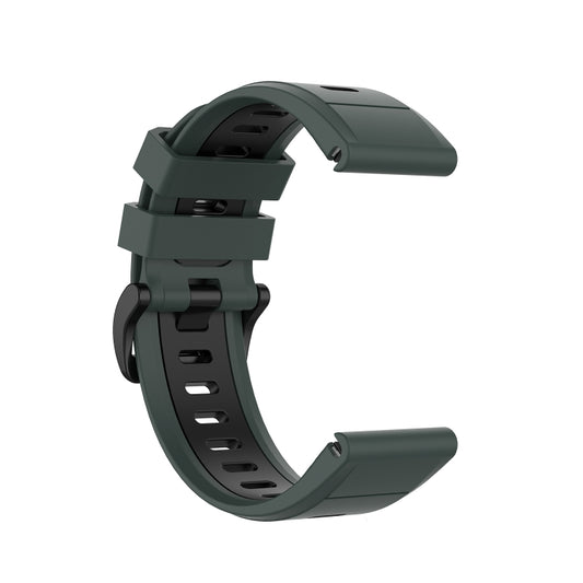 For Garmin Fenix 7X 26mm Two-color Silicone Jack Watch Band(Dark Green Black) by bashfashion