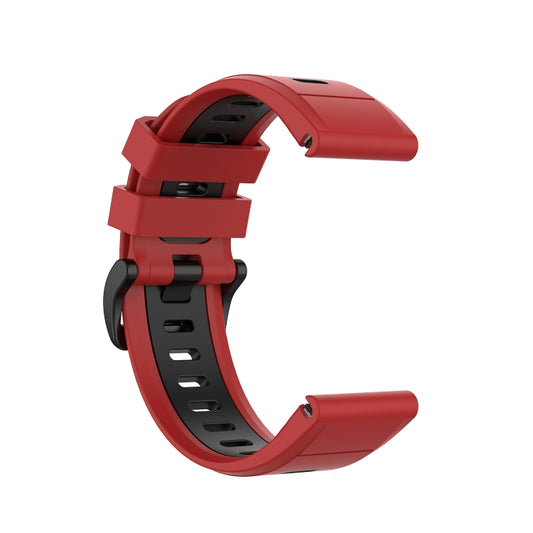 For Garmin Fenix 7X 26mm Two-color Silicone Jack Watch Band(Red Black) by bashfashion