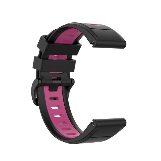 For Garmin Fenix 7S 20mm Two-color Silicone Jack Watch Band(Black Magenta) by bashfashion
