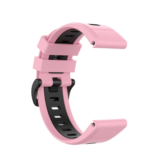 For Garmin Fenix 7S 20mm Two-color Silicone Jack Watch Band(Pink Black) by bashfashion