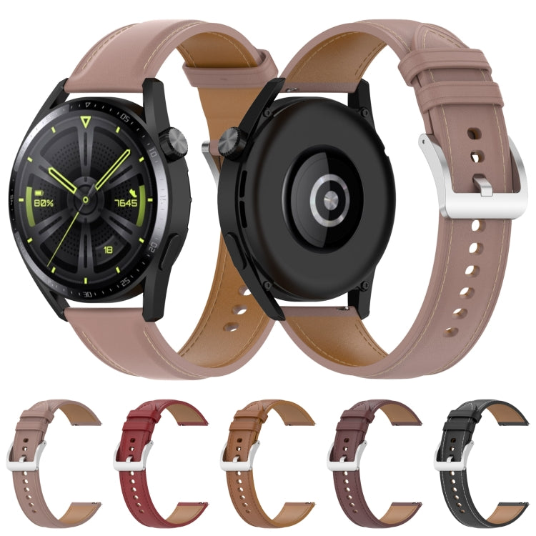 For Huawei Watch GT Runner Calf Texture Sewing Thread Watch Band (Light Brown) by bashfashion