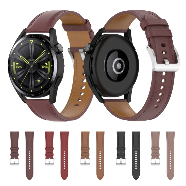 For Xiaomi Watch Color Sport Calf Texture Sewing Thread Watch Band(Dark Brown) by bashfashion