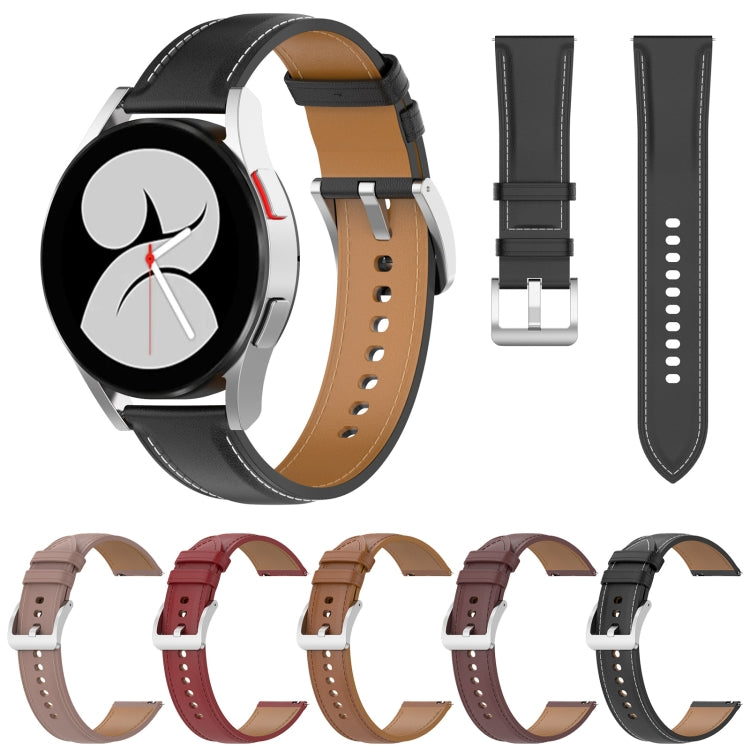 For Samsung Galaxy Watch 3 41mm / Watch 42mm Calf Texture Sewing Thread Watch Band(Pink) by bashfashion