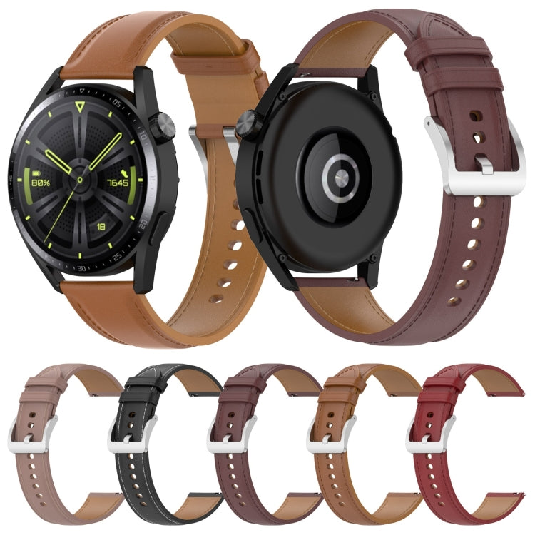 For Huami Amazfit GTS 2E / GTS 2 mini Calf Texture Sewing Thread Watchband(Dark Brown) by bashfashion