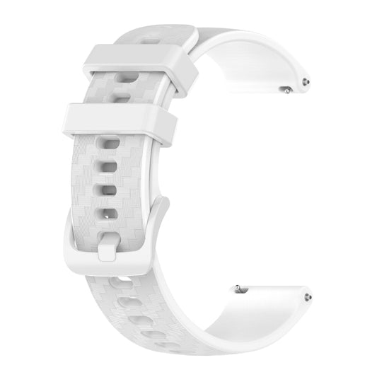 For Garmin VivoMove Luxe 20mm Carbon Fiber Striped Silicone Watch Band(White) by bashfashion