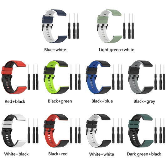 For Garmin Fenix 6 Pro 22mm Silicone Mixing Color Watch Band(White+black) by bashfashion