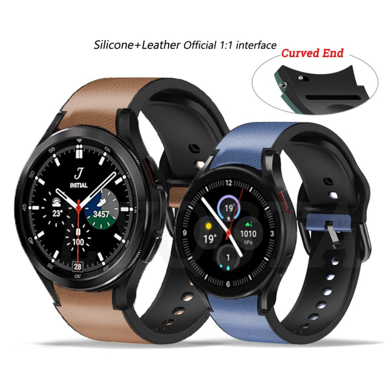 For Samsung Galaxy Watch 4 Classic 46mm 20mm Silicone Pasted Leather Watch Band(Brown) by bashfashion