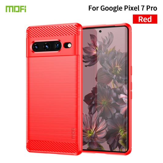 For Google pixel 7 Pro 5G MOFI Gentleness Series Brushed Texture Carbon Fiber TPU Phone Case(Red) by MOFI