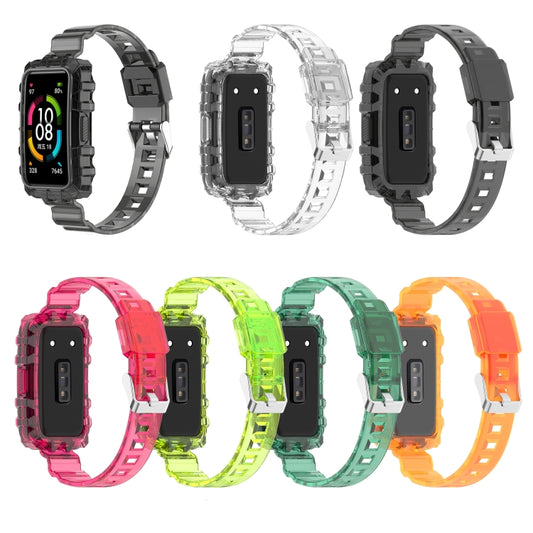 For Huawei Band 7 One-Piece Transparent Silicone Watch Band(Transparent) by bashfashion