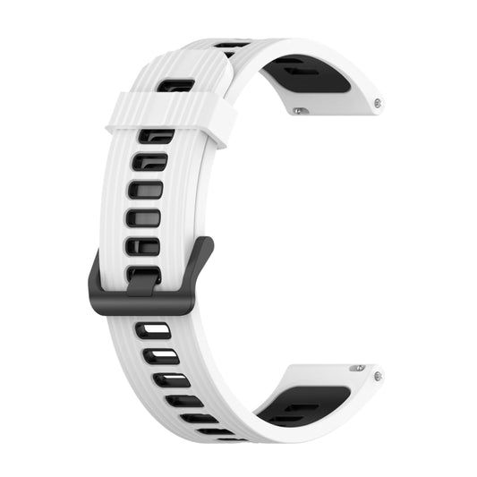 For Garmin Venu 2 Plus 20mm Vertical Pattern Two-Color Silicone Watch Band(White+Black) by bashfashion