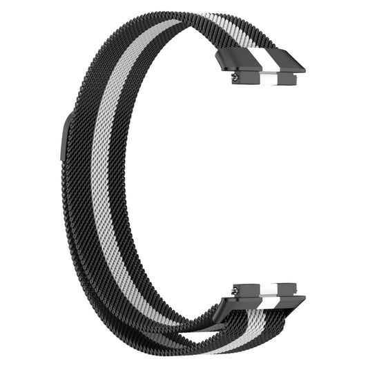 For Huawei Band 7 Milan Magnetic Watch Band(Black+White) by bashfashion